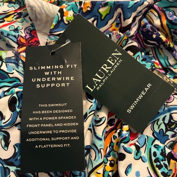 NWT LAUREN BY RALPH LAUREN BLUE MULTI ONE PIECE SWIM SKIRT/DRESS SIZE 6 - Picture 12 of 14